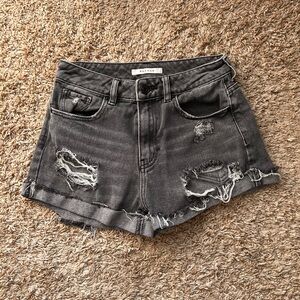 PacSun Black Distressed Jean Shorts Trendy Cut-Offs